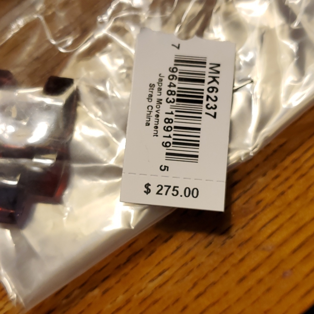 Michael Kors Red Acrylic and Rose Gold Watch - Picture 5 of 5